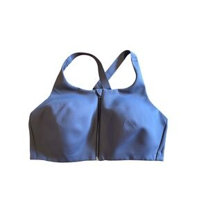 CRZ YOGA High Impact Front Zip Sports Bra Purple Gray 40DD Adjustable Racerback